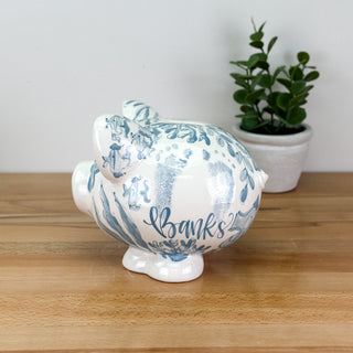 Beachy Chinoiserie Petite Piggy Bank