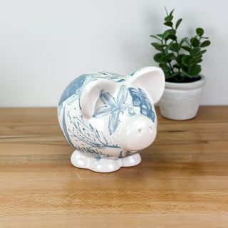 Beachy Chinoiserie Petite Piggy Bank