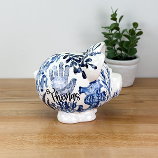 Beachy Chinoiserie Petite Piggy Bank
