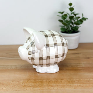 Gingham Petite Piggy Bank