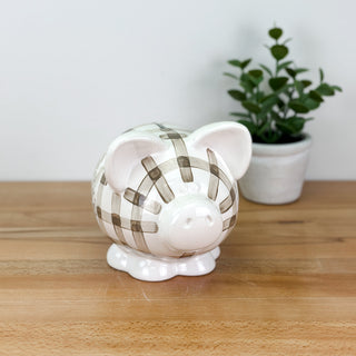 Gingham Petite Piggy Bank