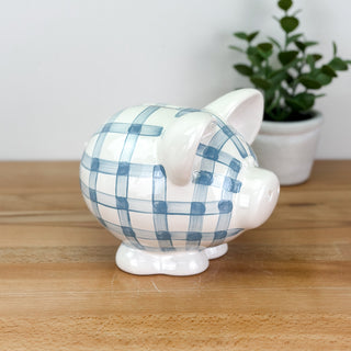 Gingham Petite Piggy Bank