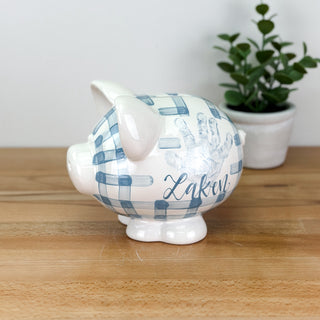 Gingham Petite Piggy Bank