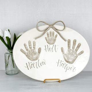 Classic Clay Bow Siblings Plaque