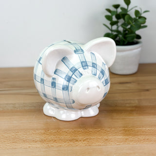 Gingham Petite Piggy Bank