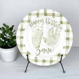 Gingham Birthday Cake Plate