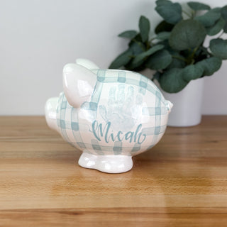 Gingham Petite Piggy Bank