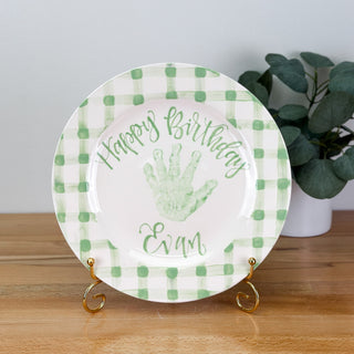 Gingham Birthday Cake Plate