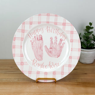 Gingham Birthday Cake Plate