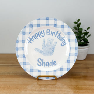 Gingham Birthday Cake Plate