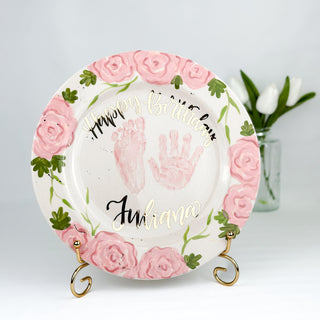 Elegant Flowers Birthday Cake Plate