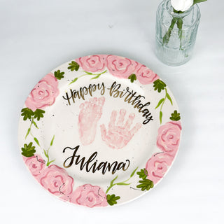 Elegant Flowers Birthday Cake Plate