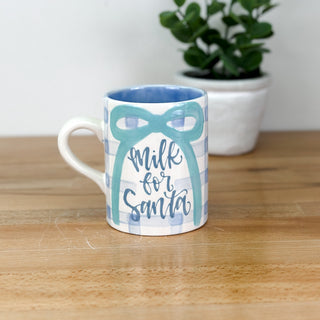 Gingham 'Milk for Santa' Mini Mug