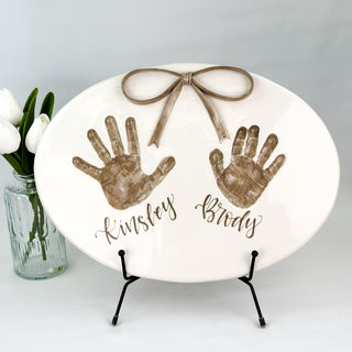 Classic Clay Bow Siblings Plaque