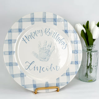 Gingham Birthday Cake Plate