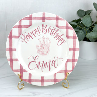 Gingham Birthday Cake Plate