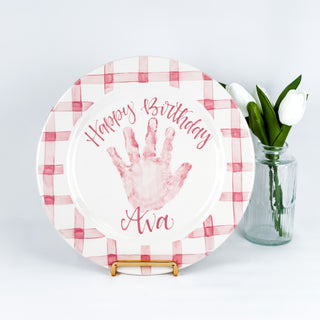 Gingham Birthday Cake Plate