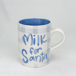 Gingham 'Milk for Santa' Mini Mug