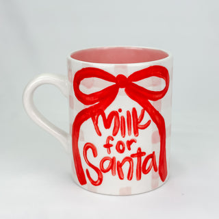 Gingham 'Milk for Santa' Mini Mug