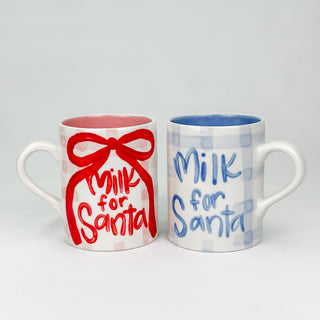 Gingham 'Milk for Santa' Mini Mug