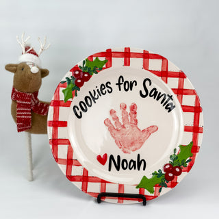 Holly Gingham Cookies for Santa Plate