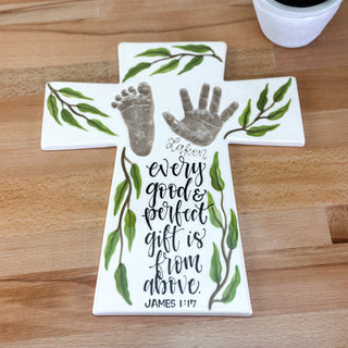 Laurels Cross Plaque with Bible Verse