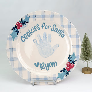 Holly Gingham Cookies for Santa Plate