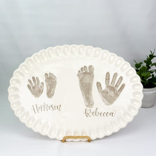 Ruffled Edge Hand/Foot Siblings Plaque