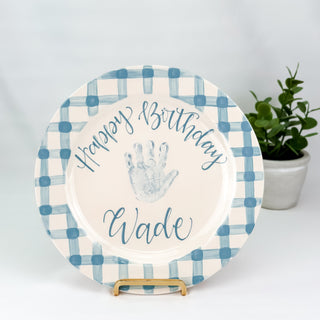 Gingham Birthday Cake Plate