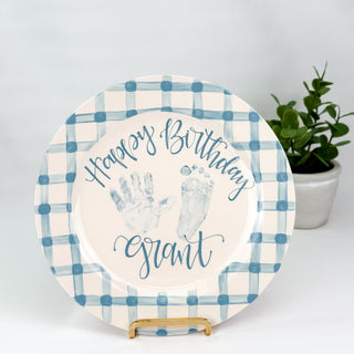 Gingham Birthday Cake Plate