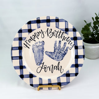 Gingham Birthday Cake Plate