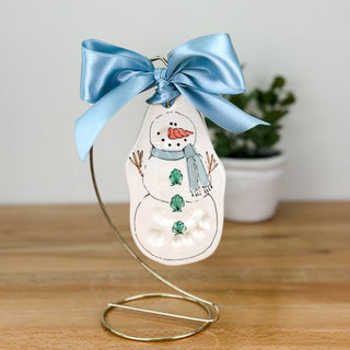 Coastal Snowman Clay Ornament