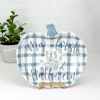 My First Halloween Gingham Pumpkin Dish