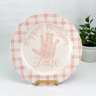 Gingham Birthday Cake Plate