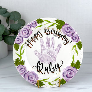 Elegant Flowers Birthday Cake Plate