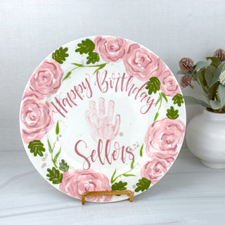 Elegant Flowers Birthday Cake Plate