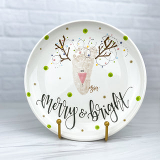 Large platter decorated with a reindeer as a footprint