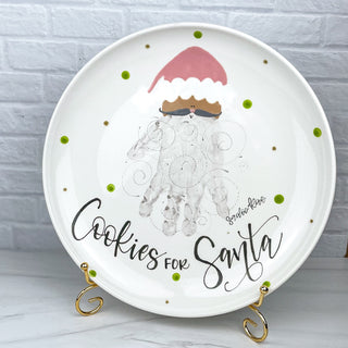 Large platter decorated with Santa as a handprint 